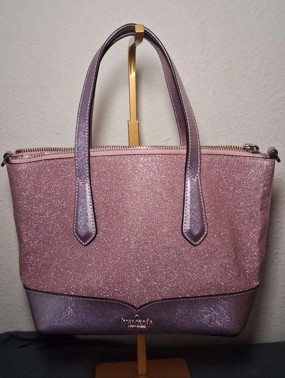 pink Kate Spade New York Lola Glitter Small Satchel Crossbody bag